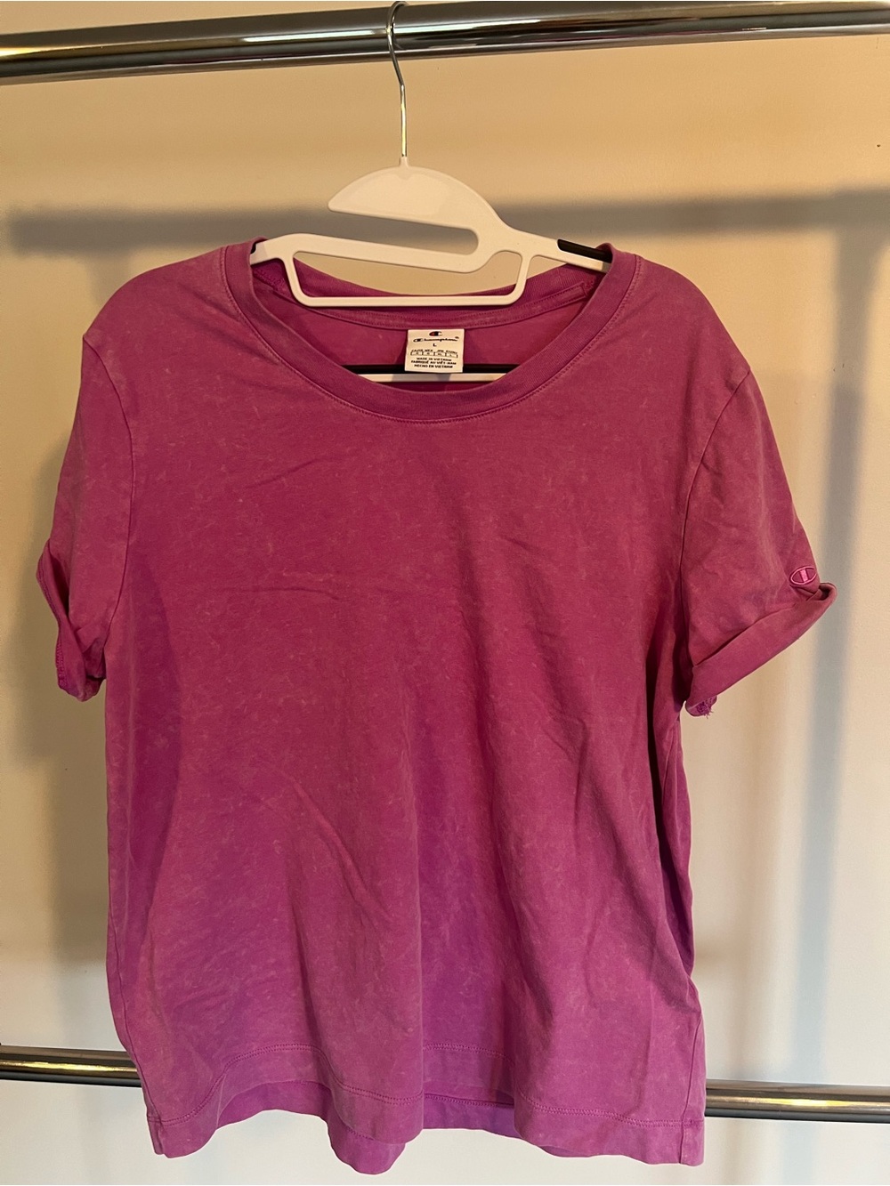 Champion Mineral Wash Fuscia Short Sleeve T-Shirt